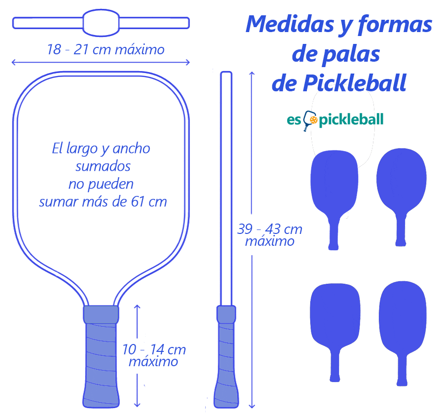 medidas y formas de palas de pickleball